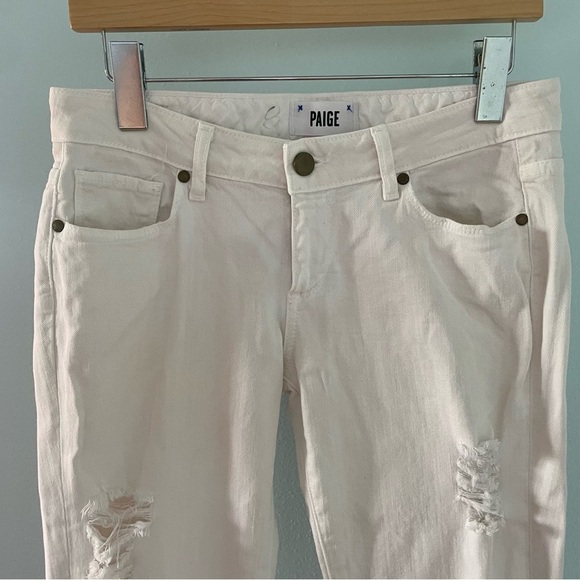 PAIGE Jimmy Jimmy White Distressed Skinny Jeans 25 - Picture 6 of 16